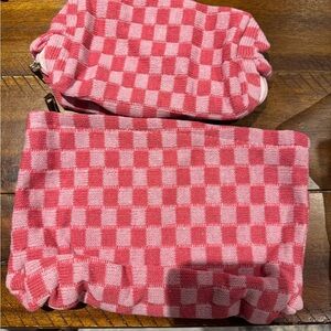 Pink Checkered Knit Bags